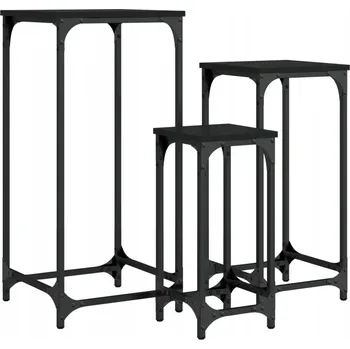 Konferenční stolek Černé zasouvací odkládací stolky 3 ks - rozměry: 37x37x80 cm, 30x30x65 cm, 2