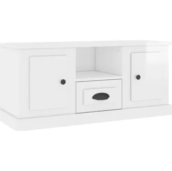 Televizní stolek Bílá TV skříňka s vysokým leskem 100 x 35,5 x 45 cm