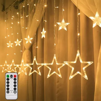 Vánoční dekorace SVĚTELNÝ ZÁVĚS LED HVĚZDIČKY Vánoční Světýlka Girlanda na Okno na Stromeček