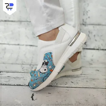 Pracovní obuv Zdravotní tenisky elastické se stříbrnou vložkou - vzor kočky 37