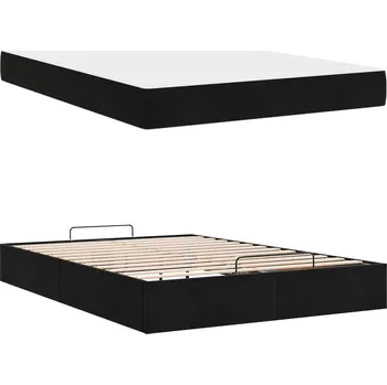 Postel vidaXL Rám postele s matrací s matrací 2 pcs Černá samet [3399572]
