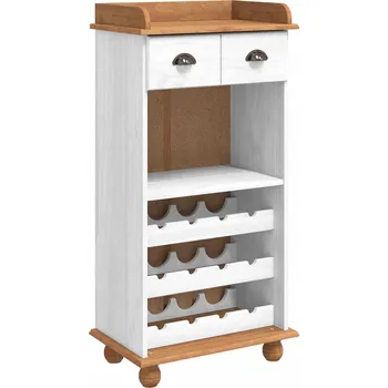 vidaXL Skříň na víno ASKIM Bílá s medovým vrškem 57 x 37 x 114 cm [4105444]