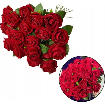 umělá květina Kytice červených růží 20 ks Sametová červená růže 50 cm Kytice do vázy