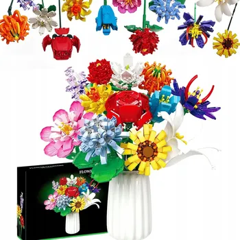 ostatní stavebnice VELKÁ KYTICE KVĚTIN STAVEBNICE KVĚTINY RŮŽE STAVEBNICE 1064DÍLŮ