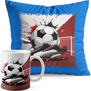 SADA HRNEK + POLŠTÁŘ MODRÁ – FOTBAL SPORT TÝM ZÁPAS POHÁR
