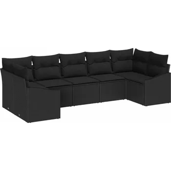 Zahradní sestava vidaXL Sada zahradních pohovek s úložištěm 7 pcs Černá polyratan [3355542]