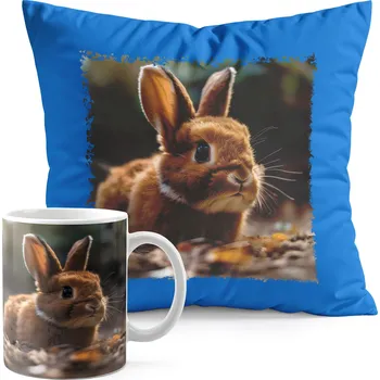 SADA HRNEK + POLŠTÁŘ MODRÁ - ZVÍŘATA KRÁLÍK