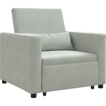 Křeslo vidaXL Rozkládací pohovka - jednolůžková Světle šedá 90 x 165 x 87 cm [42002697]