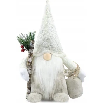 Vánoční dekorace VÁNOČNÍ SKŘÍTEK ZIMNÍ TRPASLÍK DEKORACE 31cm BÍLÝ