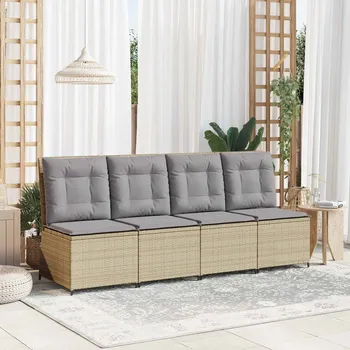 Zahradní sestava Zahradní sofa s polštářem Beige a šedá polyratan