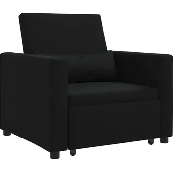 Pohovka Černá rozkládací pohovka 3 v 1 pro jednu osobu 90 x 165 x 87 cm