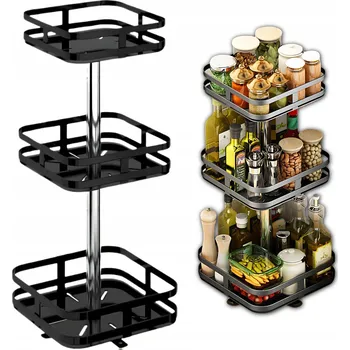 Otočný stojan organizér police regál do kuchyně na koření a příslušenství
