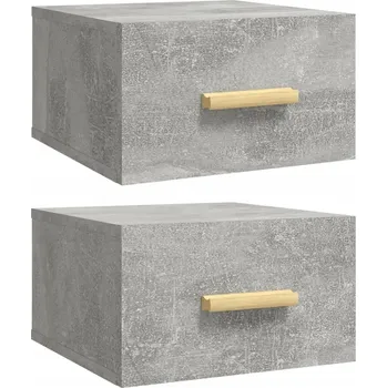 Noční stolek Závěsné Noční Stolky z Materiálu na Bázi Dřeva, Šedá Betonu, 35x35x20 cm