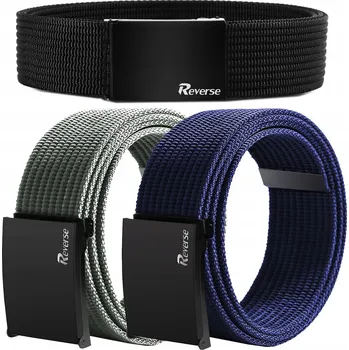 Opasek REVERSE Sada textilních pásků ke kalhotám 3v1 pánský pásek 115 cm