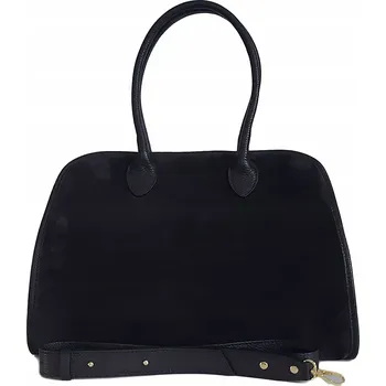 Kabelka Velký italský kožený kufr Vera Pelle prostorná taška formátu A4 Černá