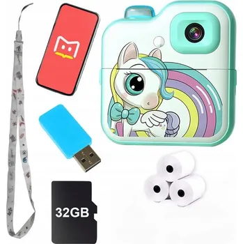 Digitální fotoaparát DĚTSKÝ DIGITÁLNÍ FOTOAPARÁT S TERMOTISKÁRNOU + SD KARTA 32GB - modrý