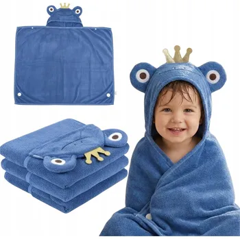 Prostěradlo Koupelový ručník S Kapucí Velký 150x90 cm Oliheň Samet Modrý