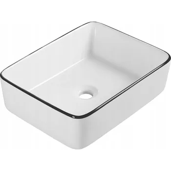 Umyvadlo na desku keramické obdélníkové bílé černé Forma 48,5x37,5x13,5