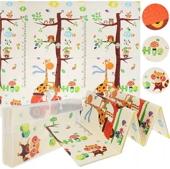 Hrací deka VZDĚLÁVACÍ PODLOŽKA PRO MIMINKA INTERAKTIVNÍ PĚNOVÁ OBOUSTRANNÁ 200X180 XPE