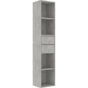 regál Regál se 4 policemi a 2 zásuvkami, šedý betonu, 36x30x171 cm