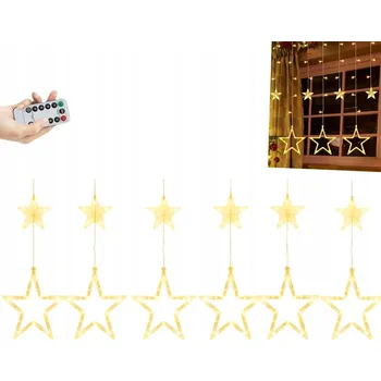 Vánoční dekorace Světelný řetěz Girlanda Závěs Hvězdičky LED Teplá Bílá