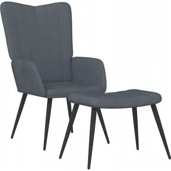 Křeslo Relaxační křeslo s podnožkou, tmavě šedé, 61 x 70 x 96,5 cm