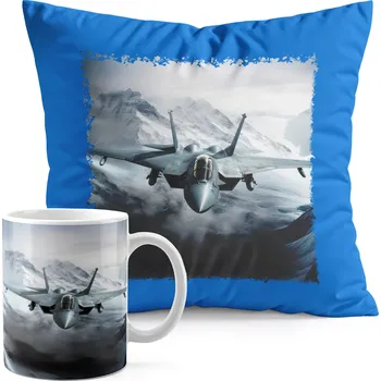 SADA HRNEK + POLŠTÁŘ MODRÝ - STÍHAČKA VOJENSKÁ LETADLO