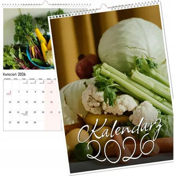 Kalendář Nástěnný kalendář 2026, velký, více listů - Zeleninová zahrada, rostliny, zelenina, A4