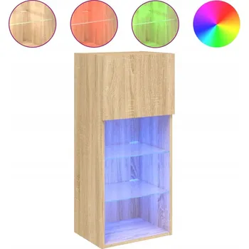 Televizní stolek TV stolek s RGB LED osvětlením, dub sonoma, 40,5 x 30 x 90 cm