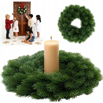 Věnec UMĚLÝ VÁNOČNÍ VĚNEC HUSTÝ NA DVEŘE KRB OKNO SVÁTEČNÍ DEKORACE