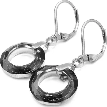 Náušnice RajSperku Dámské náušnice z chirurgické oceli kroužky černé krystal - elegantní dárkové balení zdarma