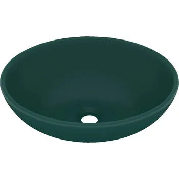 Oválné keramické umyvadlo, matná tmavá Zeleň, 400x330x135 mm
