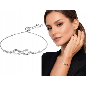 Náramek Náramek Nekonečno STŘÍBRO Zirkony Nastavitelný + Sáček Organza