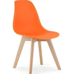 Oranžová židle KITO s bukovými nohami
