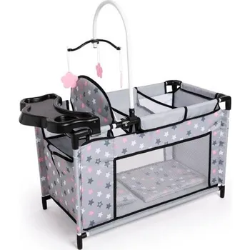 Domeček pro panenku Postýlka pro panenky Bayer s příslušenstvím šedá