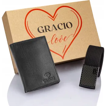 Peněženka Dárková sada pro muže – peněženka a pásek textilní 95 cm Gracio