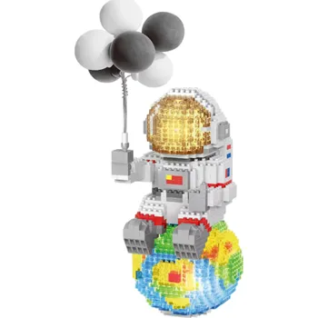ostatní stavebnice Astronaut na Zemi s balónky 8 x 9.5 x 20 cm LED svítící mikro cihly Vesmírná stavebnice Kreativní vzdělávací model pro milovníky astronomie a vesmíru