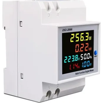 Multimetr Měřič energie na DIN lištu 8 x 6,4 x 5,4 cm AC 250–450 V 100 A Externí transformátor Volt amp frekvence kWh digitální metr