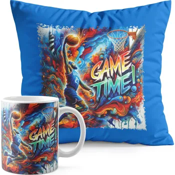 SADA HRNEK + POLŠTÁŘ MODRÁ – BASKETBAL SPORT MÍČ KOŠ TÝM