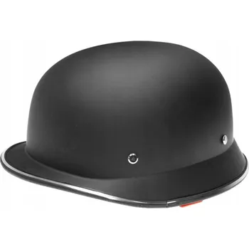 Helma na motorku MOTOCYKLOVÁ PŘILBA RETRO HELMA NĚMECKÝ STYL ČERNÁ MATNÁ ORZECH / OŘECH NĚMECKÁ