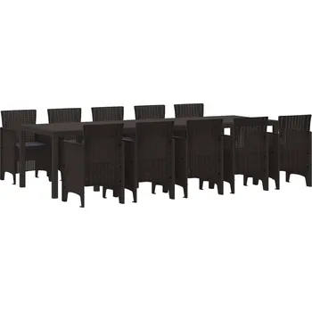 Zahradní sestava vidaXL Zahradní jídelní souprava 11 pcs Hnědá a antracitová Ratan [3378760]
