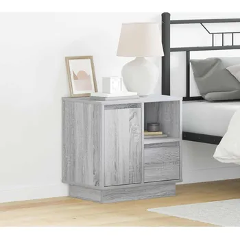 Noční stolek vidaXL Noční skříňka Šedá 50 x 34,5 x 50 cm. Kompozitní dřevo [869588]