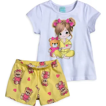 Dívčí pyžamo Dívčí pyžamo svítící ve tmě KYLY HOLČIČKA S MEDVÍDKEM bílé Velikost: 116