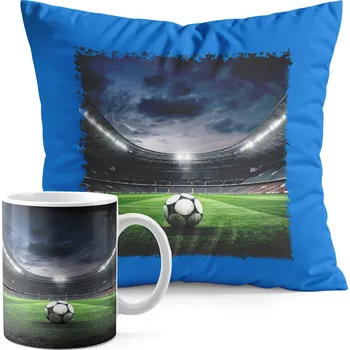 SADA HRNEK + POLŠTÁŘ MODRÝ - FOTBALOVÝ MÍČ SPORT TÝM ZÁPAS POHÁR