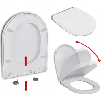 WC sedátko WC sedátko čtvercové s funkcí pomalého sklápění, bílé, 46x36 cm, polypro