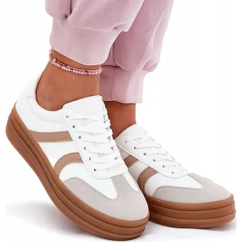 Dámské tenisky DÁMSKÉ BÍLÉ TENISKY NA PLATFORMĚ Z EKO KŮŽE, VELIKOST 37