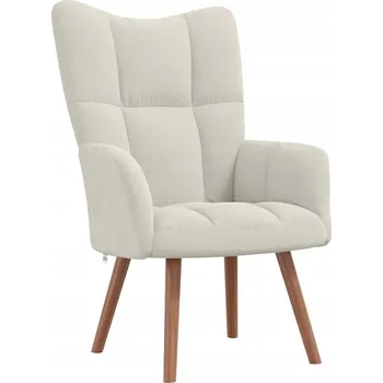 Křeslo Křeslo krémové s prošíváním 61,5 x 69 x 95,5 cm, samet, ocel, dřevo