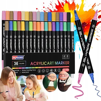 AKRYLOVÉ FIXY VODĚODOLNÉ 36 BAREV OBOUSTRANNÉ NA DŘEVO KERAMIKU KAMENY