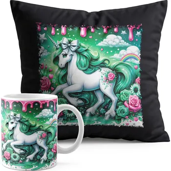 SADA HRNEK + POLŠTÁŘ ČERNÝ - JEDNOROŽEC UNICORN KŮŇ