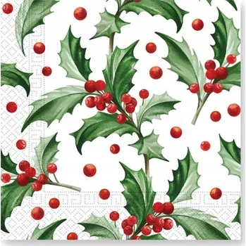 Papírový ubrousek PAPÍROVÉ UBROUSKY JMELÍ BÍLÉ BÍLÁ 33 X 33 CM VÁNOCE VÁNOČNÍ 20 KS